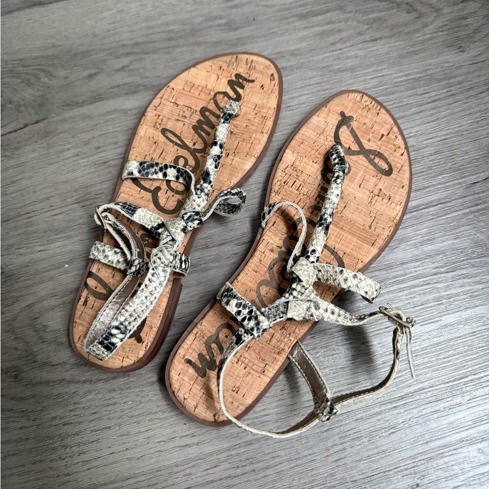 *NWOB* Sam Edelman Emmett Snakeskin Embossed Leather Thong Sandals Sz 6.5